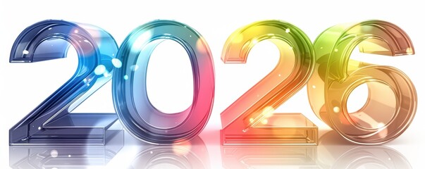 Reflective Numbers 2026 with a Holographic Rainbow Effect 