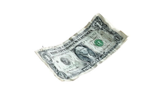 US Dollar Bill Floating Against Black Background