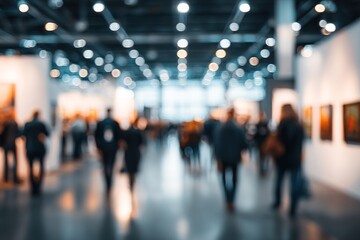 Blurred background of event exhibition show public hall, business trade concept, Generative AI. High quality