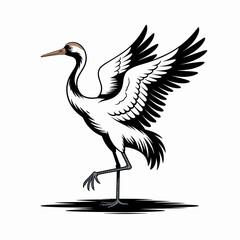 Fototapeta premium Elegant Crane Standing on One Leg Illustration
