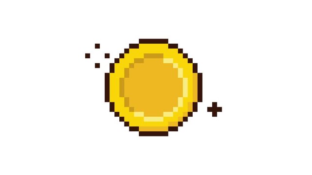8-bit pixel art gold coin sparkle effect looped animation 4k 30fps
