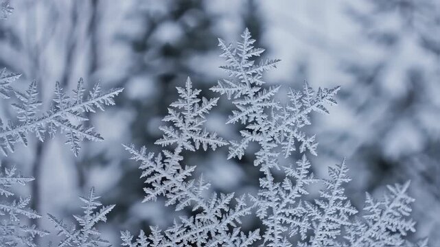 Detailed close-up of intricate ice crystals