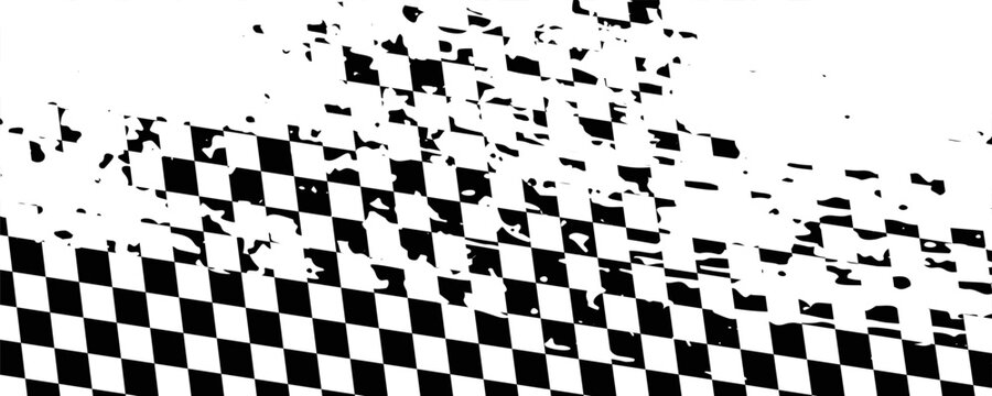 Racing flag sport background horizontal grunge checkered pattern vector design with empty space