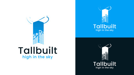 Modern Real Estate and Construction Logo Design with Bricks and Building.