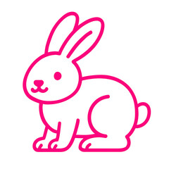 Obraz premium Pink bunny outline, a cute and stylized animal drawing for easter designs