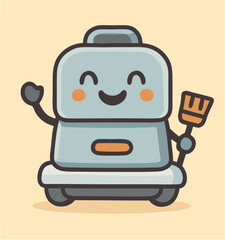 Happy Cleaning Robot A Cute Illustration