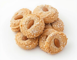 Fototapeta premium Delicious almond cookies dusted with powdered sugar, perfect for a sweet treat.
