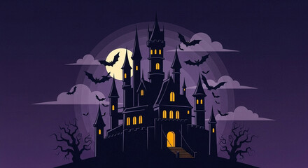 halloween background with castle © Khairul