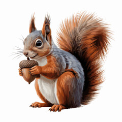 Obraz premium Squirrel Holding Acorn Illustration