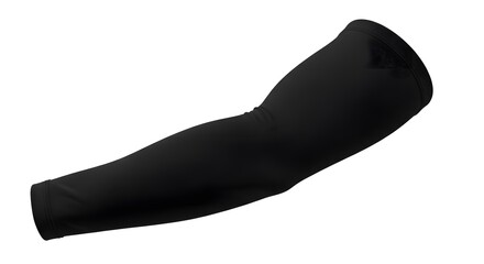 Black Compression Arm Sleeve for Sports and Sun Protection Isolated on White Background, Athletic Apparel Accessory