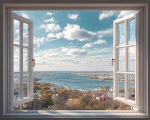 Open window aerial view background.Estate wallpaper. High quality
