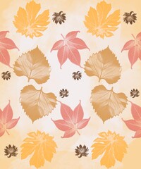 Autumn leaves colorful Background. Fall season and Thanksgiving theme. Nature elements for poster, banner, cover, card, Sale, advertising.