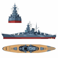 Japanese Battleship Vector Illustration: Naval Warfare, Military Ship, Historical Design © Nofriyan