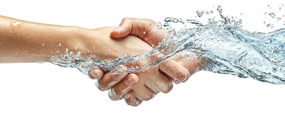 Water handshake demonstrating alliance and shared values and goals in business