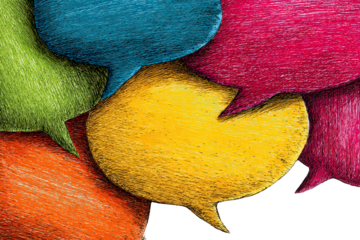 Abstract Colorful Speech Bubbles On Black Background