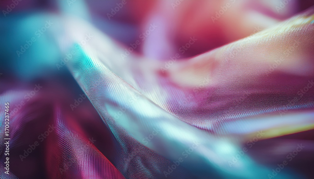 Poster soft glowing fabric texture with vibrant multicolor hues in abstract waves perfect for backgrounds o