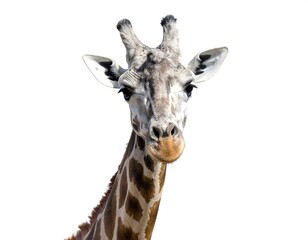 Obraz premium Close-up portrait of a giraffe's head and neck