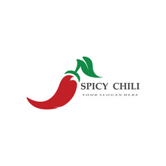 Chili Logo Design Template. Vector Illustration. Hot and spicy chili pepper logo