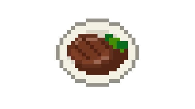 8-bit pixel art hamburger steak looped animation 4k 30fps
