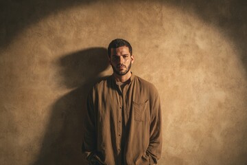 Casual Portrait of a Man Gazing at Camera in Warm Lighting, Concept of Fashion, Lifestyle, And Personal Branding