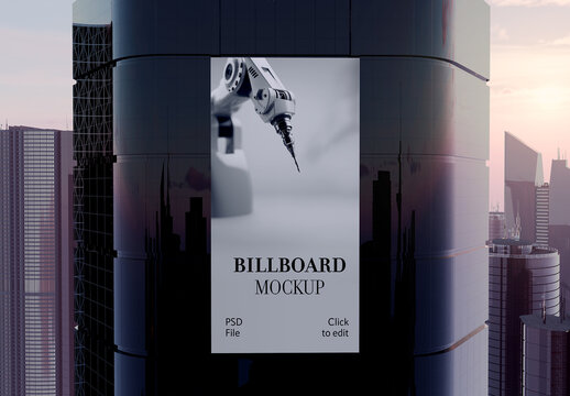 Skyscraper Vertical Billboard Mockup