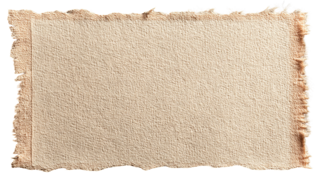 Frayed beige fabric or paper rectangle