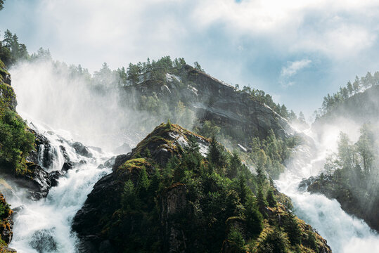 L&aring;tefossen Waterfall in Norway