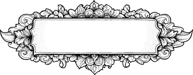 Vintage banner design with ornate floral engraving for retro print projects