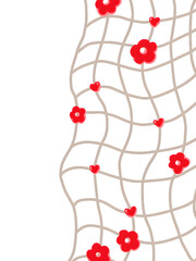 Red string flower love sign isolated white background