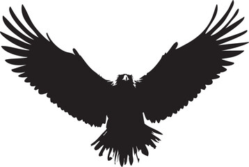 Fototapeta premium Flying Raven Silhouette Vector – Bold Black Bird in Motion, Symbol of Mystery, Freedom, and Strength for Nature Themes