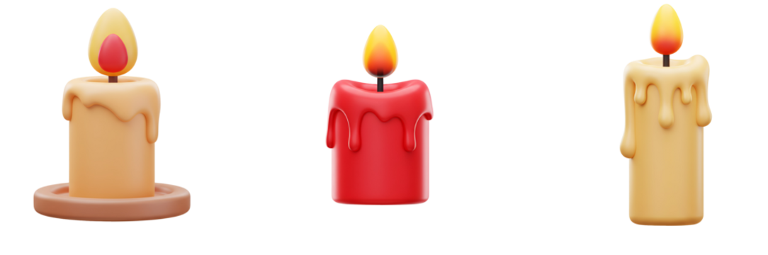 Three burning candles with dripping wax create a warm, inviting ambiance perfect for relaxation or celebration with transparent background - Powered by Adobe