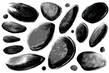 Collection Of Oval Shaped Dark Gray Stones