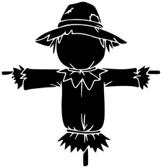 farmer illustration scarecrow silhouette halloween logo farm icon autumn outline cartoon hat seasonal garden funny fall spooky scary agriculture shape adults vector graphic background