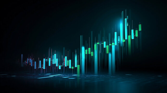 Luminous Bar Chart Displaying Business Growth on Dark Background