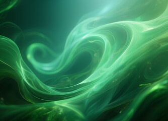 Green Energy Wave Smoky Flow Abstract Glow Banner Poster Header Backdrop Design