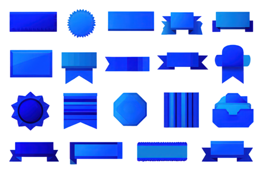 Collection Of Blue Geometric Shapes And Ribbons