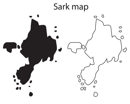 Simple Sark island map silhouette vector. Clean black outline of the Channel Island, ideal for travel graphics, infographics, and design projects