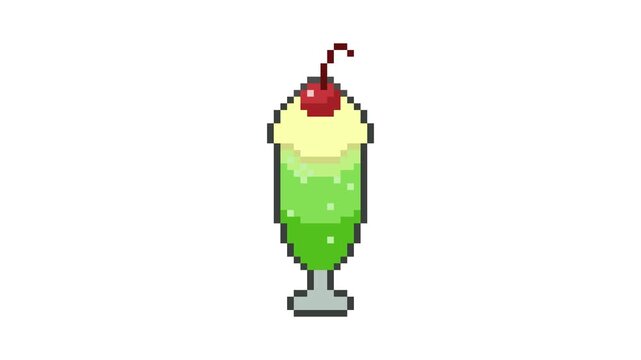 8-bit pixel art green melon soda looped animation 4k 30fps
