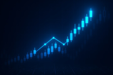 Futuristic trading background with digital stock analysis chart depicting profit increase and successful investment strategy