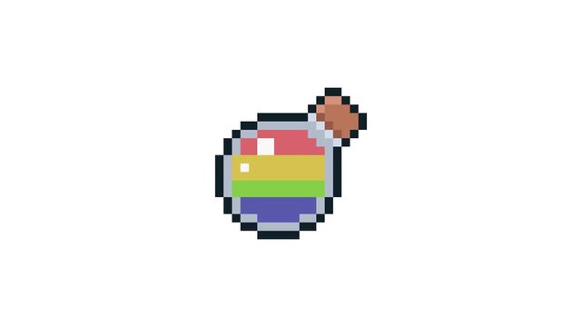 8-bit pixel art rainbow potion looped animation 4k 30fps