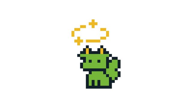 8-bit pixel art dragon confused looped animation 4k 30fps