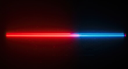 Obraz premium Abstract Glowing Red and Blue Lines on Dark Background Futuristic Concept