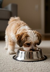 Dinner Time Delight: A Puppy's Focus