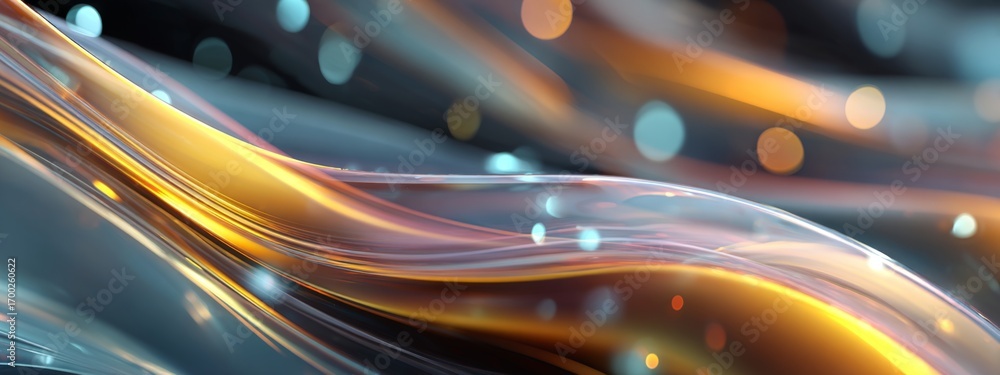 Poster abstract business wave with glowing transparent glass elements and colorful background visuals