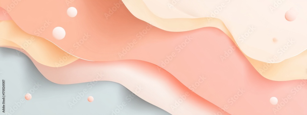Poster abstract corporate background in peach and pastel colors with fluid shapes and soft shadows for prof