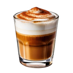 glass of cappuccino or layered coffee isolated on white or transparent
