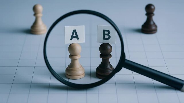 Chess piece magnifying glass talent search recruitment strategy for candidate selection