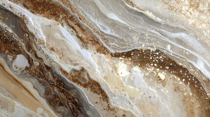 Elegant Abstract Design Featuring Ivory and Champagne Tones with Shimmering Gold Accents and Fluid Patterns