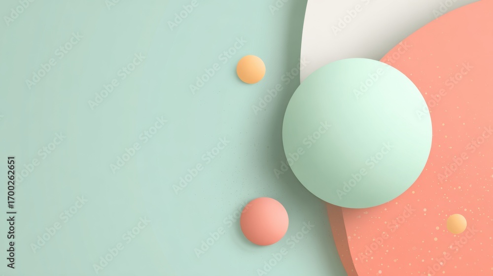 Aufkleber abstract minimal presentation with mint and peach shapes on soft background