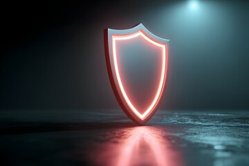 Glowing Red Shield Symbol protection security